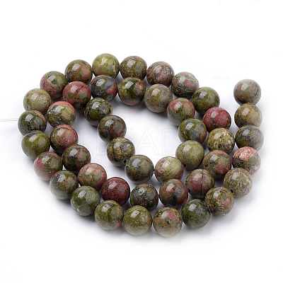 Natural Unakite Beads Strands X-G-S259-14-4mm-1