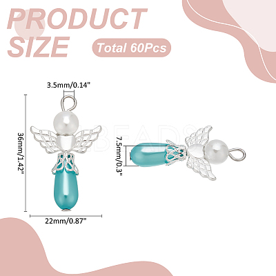 60Pcs Imitation Pearl Acrylic Pendants PALLOY-WR00014-1