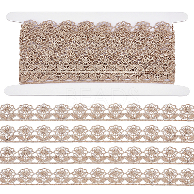 4 Yards Metallic Yarn Flower Lace Ribbons OCOR-LP0001-10-1