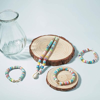Flat Round Handmade Polymer Clay Bead Spacers X-CLAY-R067-3.0mm-13-1