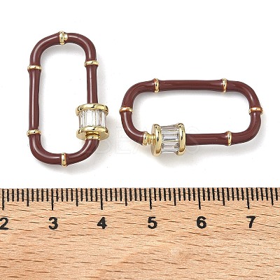 Oval Brass Micro Pave Clear Cubic Zirconia Locking Carabiner KK-H256-01G-02-1