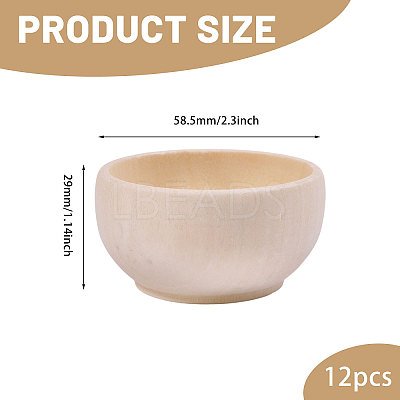 Wood Bowl LS-DJEW-WH0042-114-1