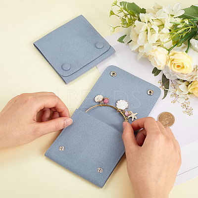 2Pcs Microfiber Cloth Jewelry Storage Bags with Brass Button ABAG-BBC0001-17B-02-1