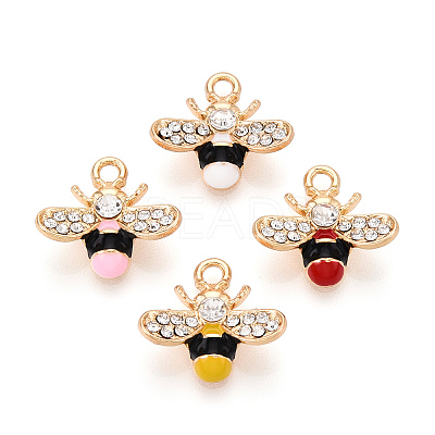 Alloy Rhinestone and Enamel Pendants PALLOY-T092-41G-1