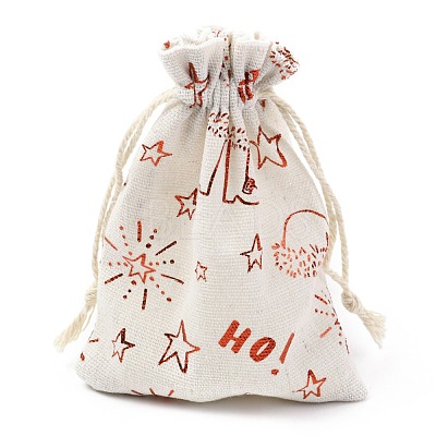 Christmas Theme Cotton Fabric Cloth Bag ABAG-H104-B15-1