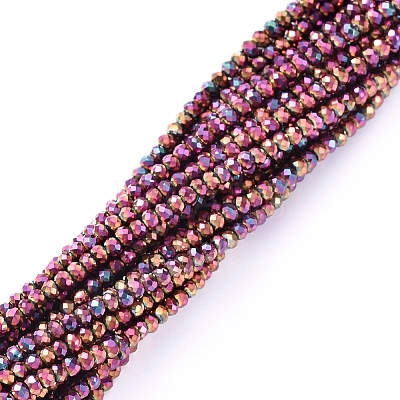 Electroplate Glass Beads Strands X-EGLA-F149-FP-03-1