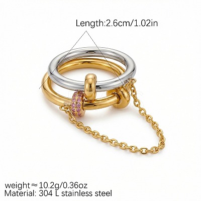 304 Stainless Steel Micro Pave Cubic Zirconia Finger Rings WG33409-02-1