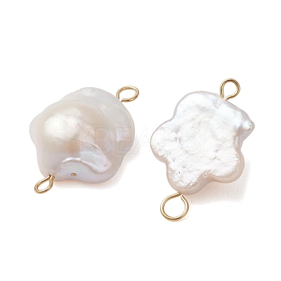 Natural Baroque Keshi Pearl Plum Bossom Flower Links Connector Charms PALLOY-JF05270-1