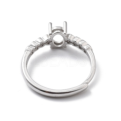 Adjustable Rhodium Plated 925 Sterling Silver Clear Cubic Zirconia Ring Components STER-C011-05P-1