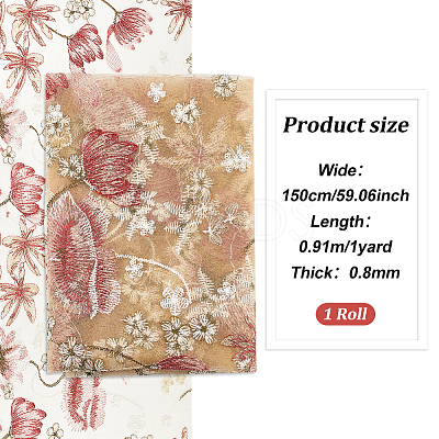Embroidered Flowers Polyester Tulle Lace Fabric DIY-WH0449-31D-1