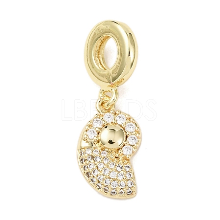 Brass Micro Pave Clear Cubic Zirconia Sea Animal European Dangle Charms LS-KK-B159-04G-03-1
