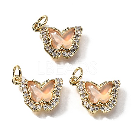 Brass Micro Pave Cubic Zirconia Pendants KK-Q043-03G-03-1