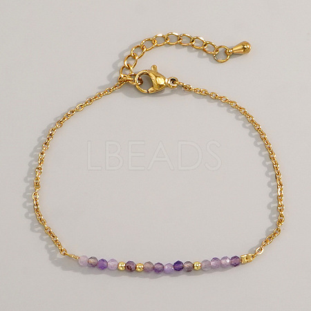 Natural Amethyst Beads Link Bracelets AL8612-4-1