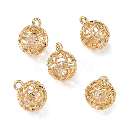 Brass Micro Pave Clear Cubic Zirconia Pendants KK-D261-01G-04-1