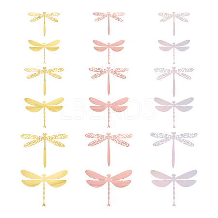 12Sets 6 Style PVC 3D Imitation Hollow Out Dragonfly Wall Stickers DIY-CF0001-04-1