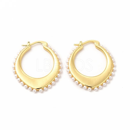 Oval Rack Plating Brass Hoop Earrings for Women EJEW-H091-18G-1