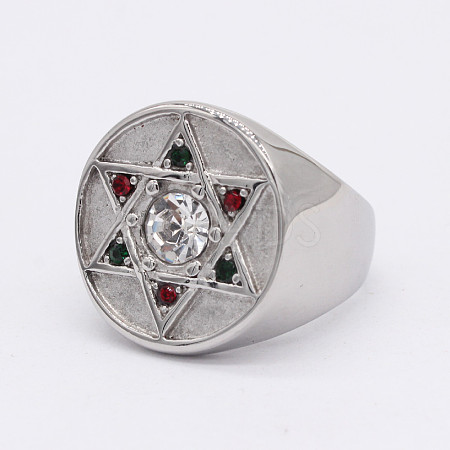 304 Stainless Steel with Cubic Zirconia Finger Rings FS-WGB2220-02-1