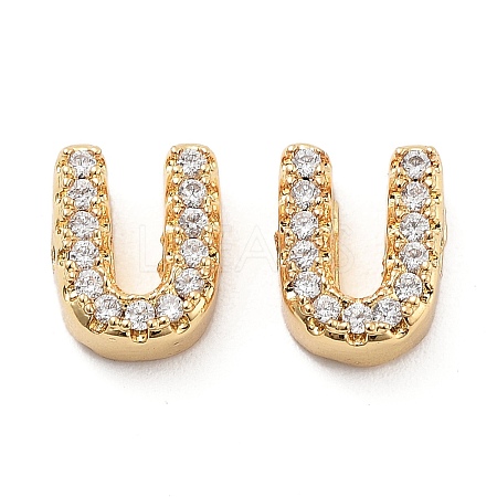 Rack Plating Brass Micro Pave Clear Cubic Zirconia Beads KK-G500-30G-U-1