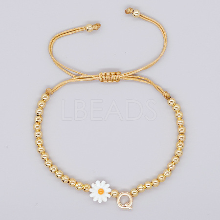 Golden Tone Daisy Braided Bead Bracelets WY1454-17-1