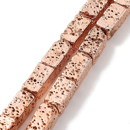 Electroplated Natural Lava Rock Beads Strands G-H303-A04-RG01-1