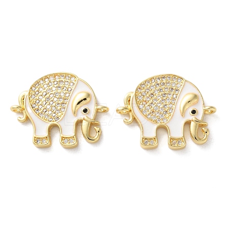 Rack Plating Brass Micro Pave Clear Cubic Zirconia Connector Charms KK-C084-02G-03-1