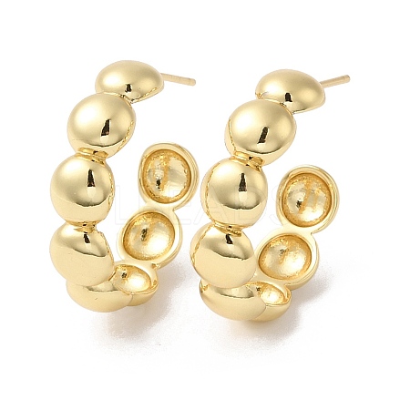 Rack Plating Brass Beaded Round Stud Earrings EJEW-R150-11G-1