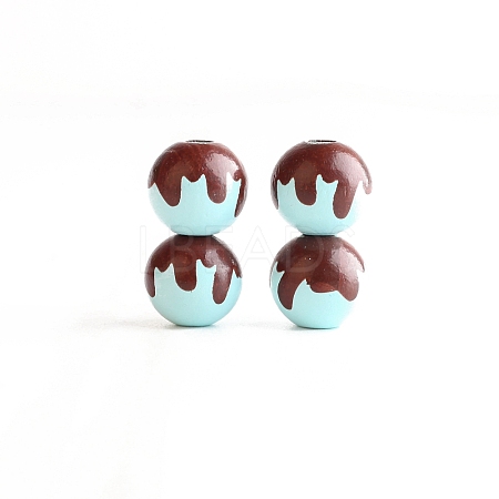 Printed Wood Beads WOCR-PW0003-74D-1