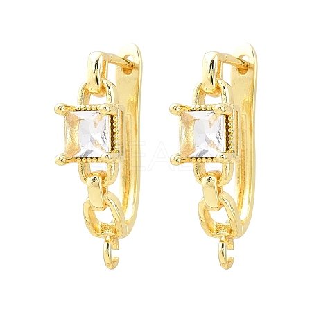Brass Micro Pave Cubic Zirconia Hoop Earring Findings CU-CBAB5B4-07G-1