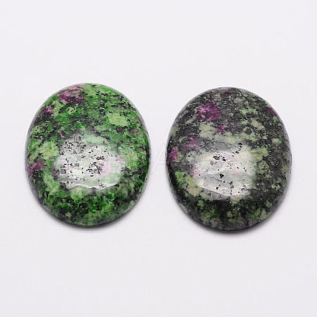 Oval Natural Sesame Jasper/Kiwi Jasper Cabochons G-K020-25x18mm-09-1-1