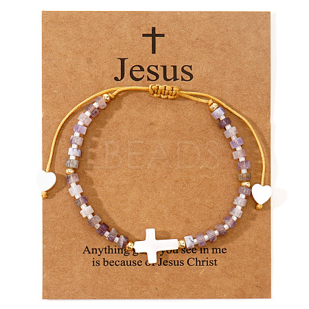 European American Natural Amethyst Beaded Braided Bracelets VZ2609-9-1