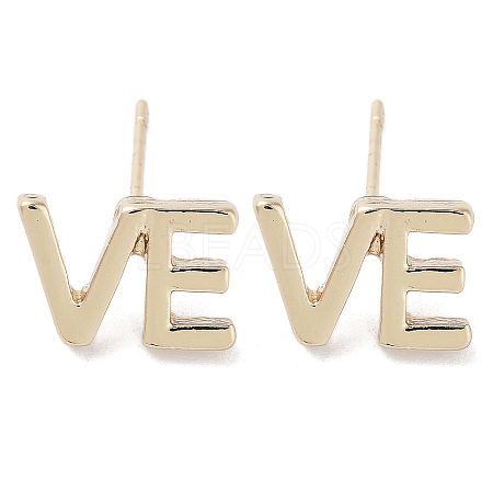 Word VE Alloy Studs Earrings for Women EJEW-H309-14KCG-1