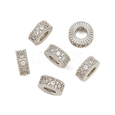 Brass Micro Pave Clear Cubic Zirconia European Beads CU-CBA6A75-13P-1