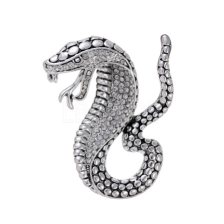 Snake Alloy Rhinestone Brooch Pin JEWB-Z031-03AS-1