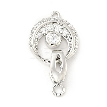 Flat Round Brass Clear Cubic Zirconia Fold Over Clasps KK-G425-01P-1