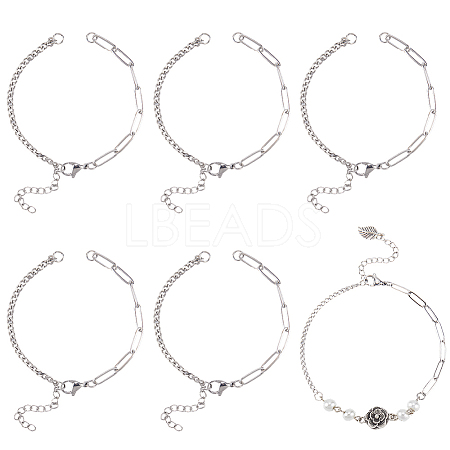 16Pcs Brass Curb & Paperclip Chains Bracelet Making MAK-SC0001-39-1