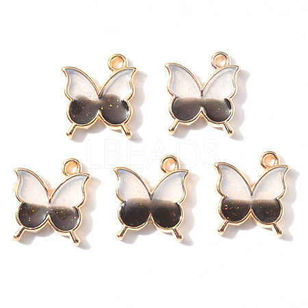 Light Gold Plated Alloy Enamel Pendants X-ENAM-R136-24D-1