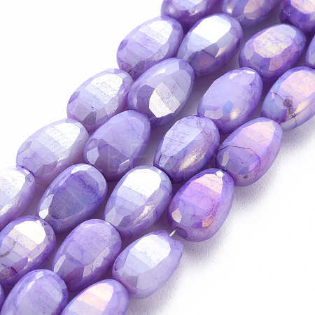 Opaque Baking Painted Crackle Glass Beads Strands EGLA-S174-21F-1