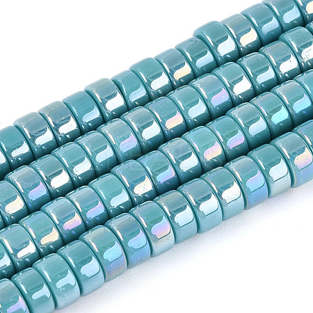 AB Color Plated Opaque Glass Beads Strands GLAA-T026-3x6mm-P08-1