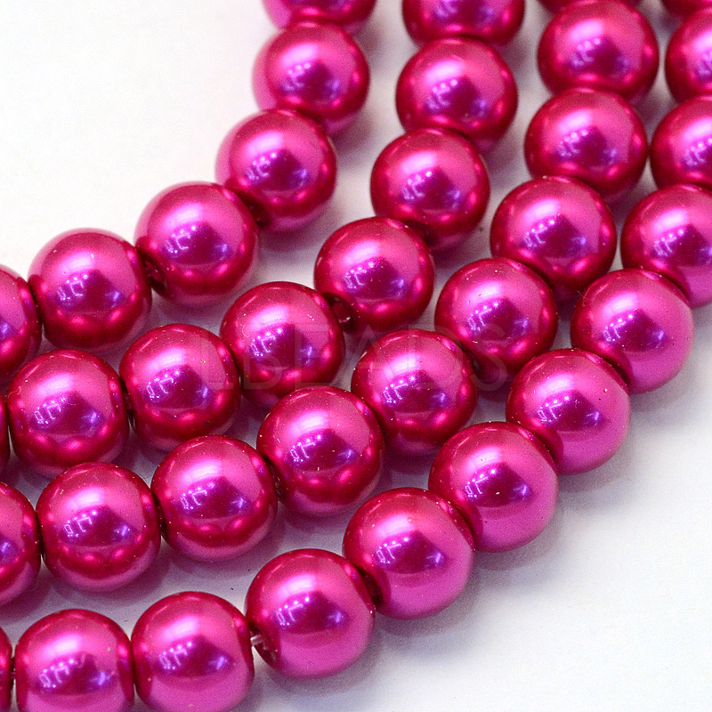 Baking Painted Pearlized Glass Pearl Round Bead Strands - Lbeads.com