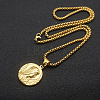 Religion 304 Stainless Steel Embossed Virgin Round Medal Pendant Necklaces for Men WG67465-04-1