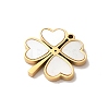 304 Stainless Steel Pave Shell Heart Clover Charms STAS-L022-238G-2