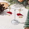 Santa Claus Brass Dangle Stud Earrings EJEW-MZ00498-1