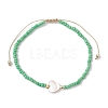 5Pcs 5 Colors Natural Shell Heart & Seed Braided Bead Bracelets Set BJEW-JB10039-03-3