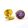 Alloy Enamel Flat Round with Dragon & Skull Cufflinks WG63305-03-1