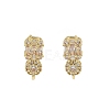 Brass Micro Pave Clear Cubic Zirconia Stud Earring Findings LS-KK-C107-06G-1
