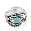 Synthetic Turquoise Cuff Rings RJEW-B107-08AS-3