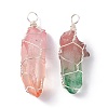 Natural Dyed Quartz Bead Pointed Pendants PALLOY-JF00921-S-2