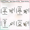 120Pcs 4 Styles 201 & 304 Stainless Steel Cup Peg Bails Charms STAS-SC0006-06-2