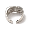 Brass Pave Cubic Zirconia Open Cuff Rings for Women RJEW-M169-05P-2