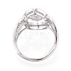 Oval Brass Micro Pave Clear Cubic Zirconia Adjustable Ring Settings KK-T076-69P-3